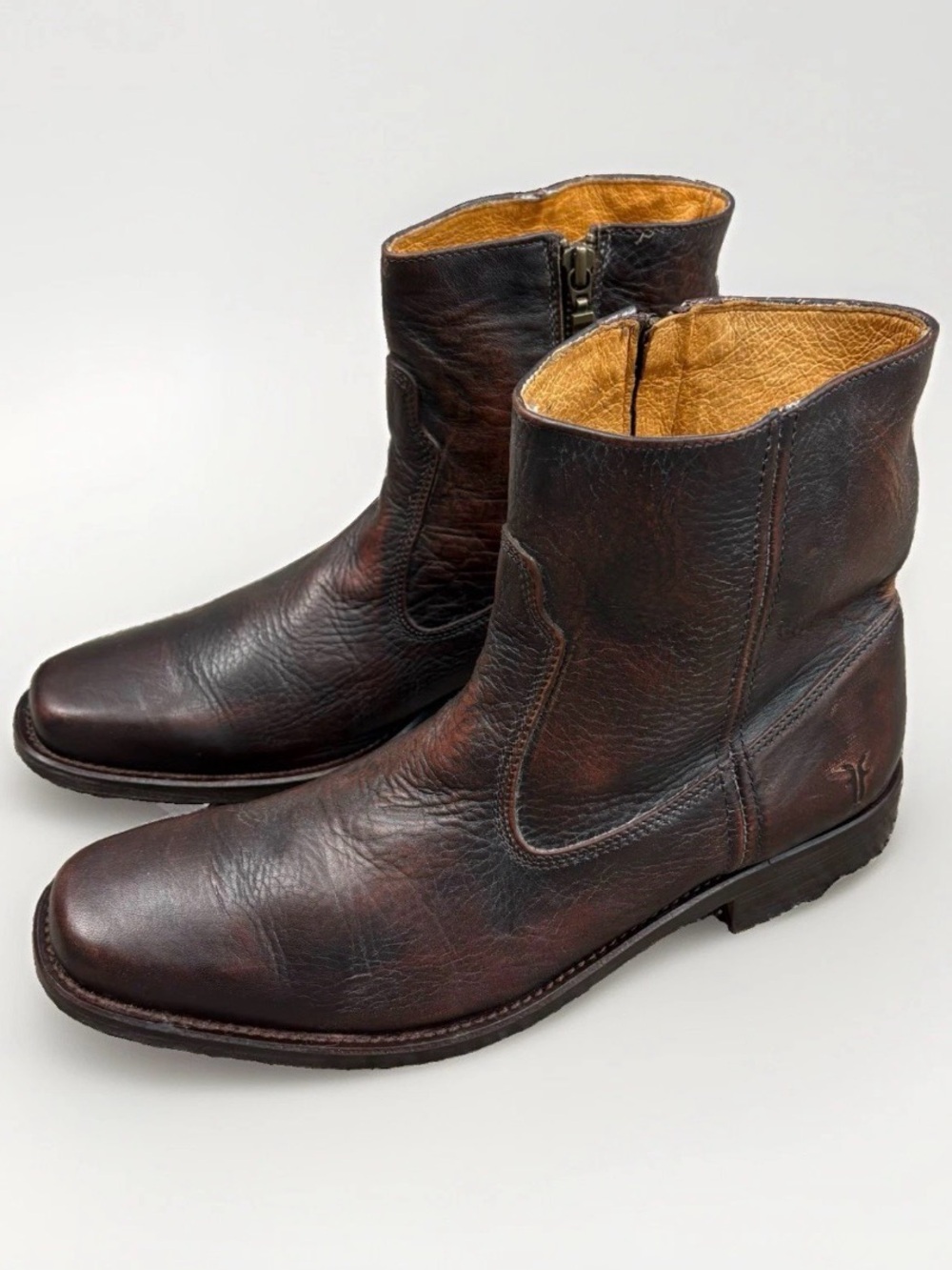 Frye Emmett Inside Zip Boots Mens 9 D Brown Leather Ankle Dress Mexico